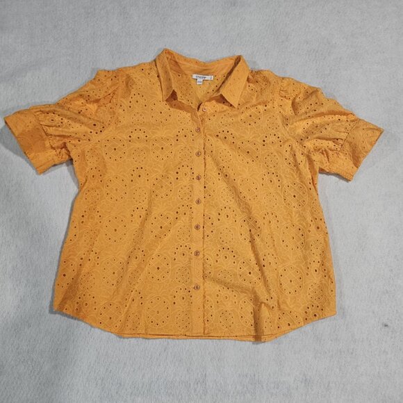 Chico’s Eyelet Pineapple Button Down Top Size 4, US size 20 - Picture 3 of 13